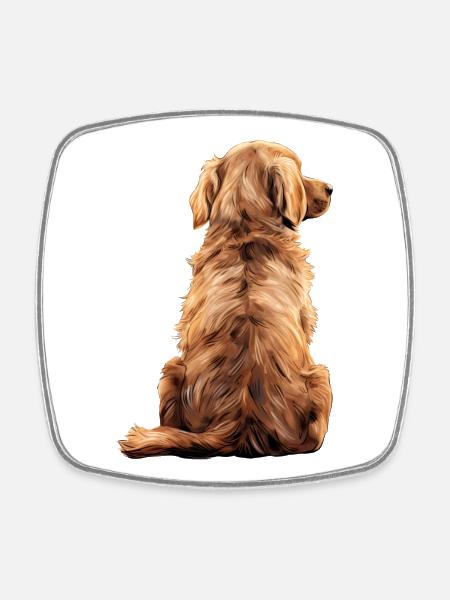 Golden retriever - Magnet carré - blanc