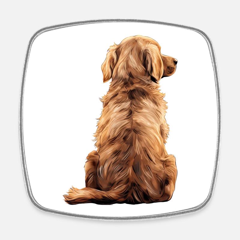 Golden retriever - Magnet carré - blanc