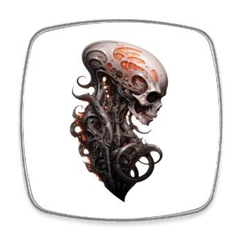 Alien Schädel Wirbelsäule Dark Fantasy Shirt - Viereckiger Kühlschrankmagnet - Weiß - Vorne
