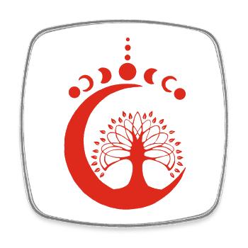 Red Lunar Tree - Square fridge magnet - white - Front