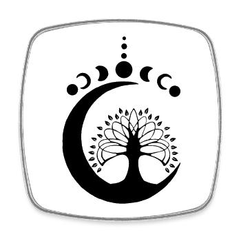 Black Lunar Tree - Square fridge magnet - white - Front
