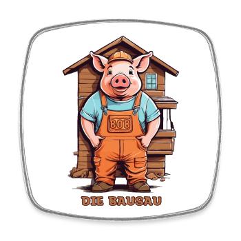 Bob the Construction Sow, Craftsman Pig - Square fridge magnet - white - Front