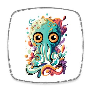 Octopus Squid - Bébé calmar Poulpe - Magnet carré - blanc - Devant