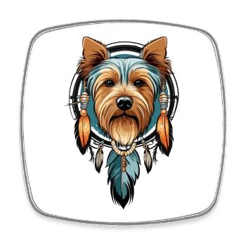 Yorkshire Terrier Dream Catcher - Square fridge magnet - white - Front