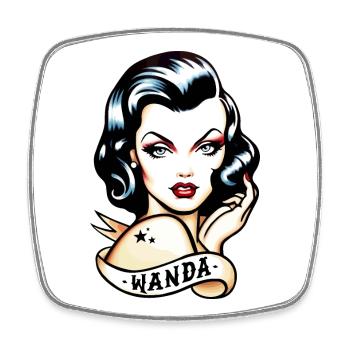 Tatouage rétro inspiré de Wanda Design - Magnet carré - blanc - Devant