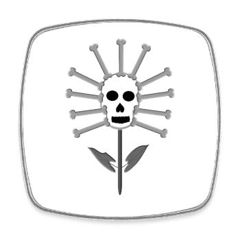 Skull and Bones Flower Gothic Fantasy Art - Square fridge magnet - white - Front