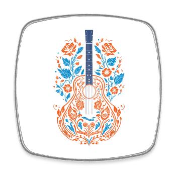 Künstlerische Gitarrenillustration - Viereckiger Kühlschrankmagnet - Weiß - Vorne