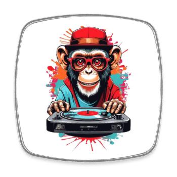 Affen DJ - Viereckiger Kühlschrankmagnet - Weiß - Vorne