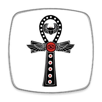 Egyptian Cross of Life (Black) - Square fridge magnet - white - Front