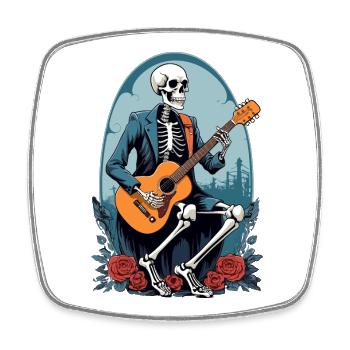 Skeleton Playing Guitar - Square fridge magnet - white - Front