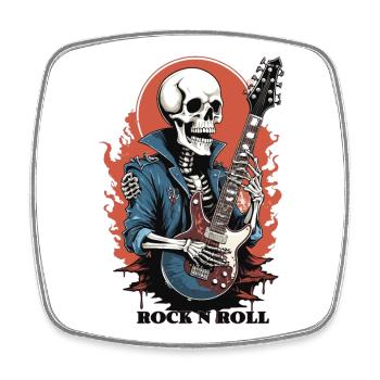 Rock 'n' Roll Skelett - Viereckiger Kühlschrankmagnet - Weiß - Vorne