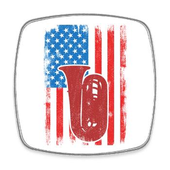 Tubaspieler US Flagge - Viereckiger Kühlschrankmagnet - Weiß - Vorne