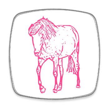 Pferd rosa pink - Viereckiger Kühlschrankmagnet - Weiß - Vorne