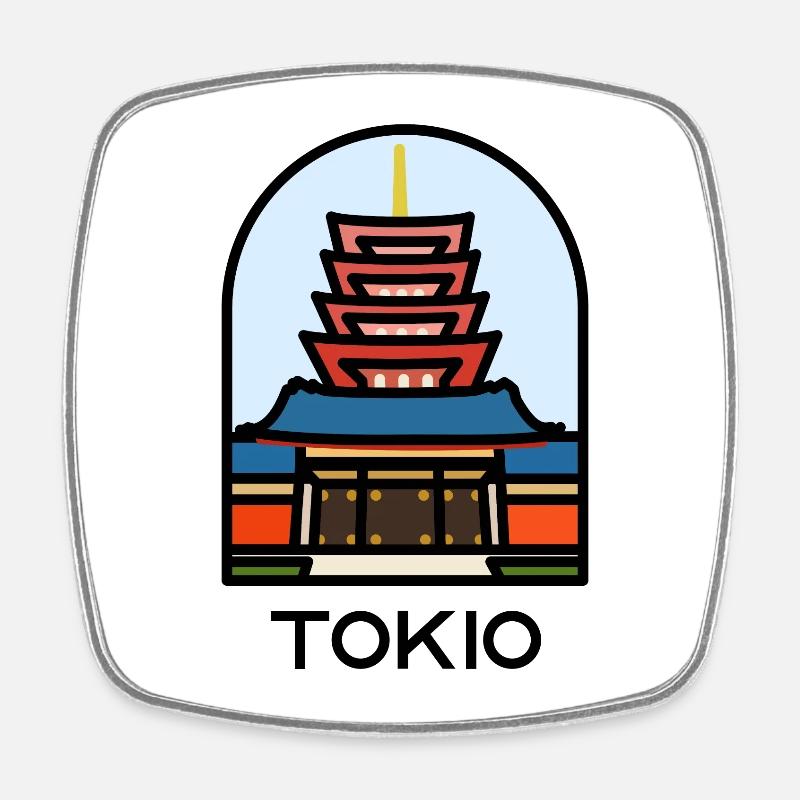 Tokyo - Senso-ji Temple - Square fridge magnet - white