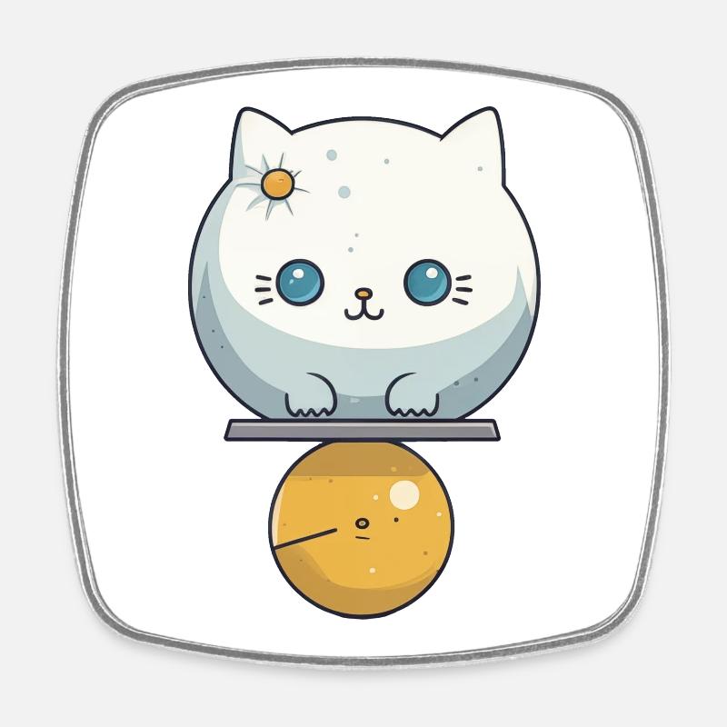 Cute cat illustration - Square fridge magnet - white
