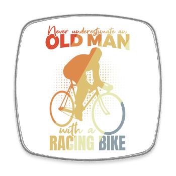 Bicycle Grandpa - Square fridge magnet - white - Front