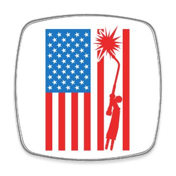 USA Schweißer - Viereckiger Kühlschrankmagnet - Weiß - Vorne