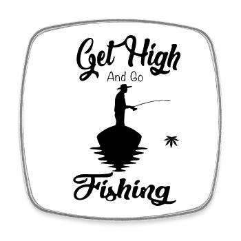 Get High And Go Fishing Shirt Fishing - Viereckiger Kühlschrankmagnet - Weiß - Vorne