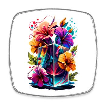 Floristik Blumen - Orchidee Blumenstrauss Flora - Viereckiger Kühlschrankmagnet - Weiß - Vorne
