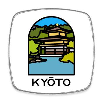 Kyōto - Kinkaku-ji - Viereckiger Kühlschrankmagnet - Weiß - Vorne