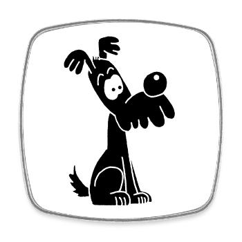 Lustiger und niedlicher schwarzer Hund - Viereckiger Kühlschrankmagnet - Weiß - Vorne