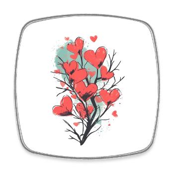 Bel arbre avec des coeurs rouges dedans. - Magnet carré - blanc - Devant