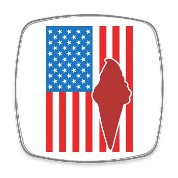 Eiscreme US Flagge - Viereckiger Kühlschrankmagnet - Weiß - Vorne