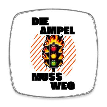 Ampel muss weg Kritik - Viereckiger Kühlschrankmagnet - Weiß - Vorne