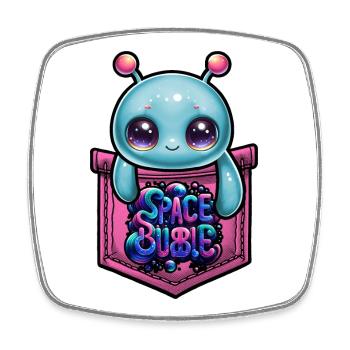 Space Bubble Pocket Kawaii - Viereckiger Kühlschrankmagnet - Weiß - Vorne