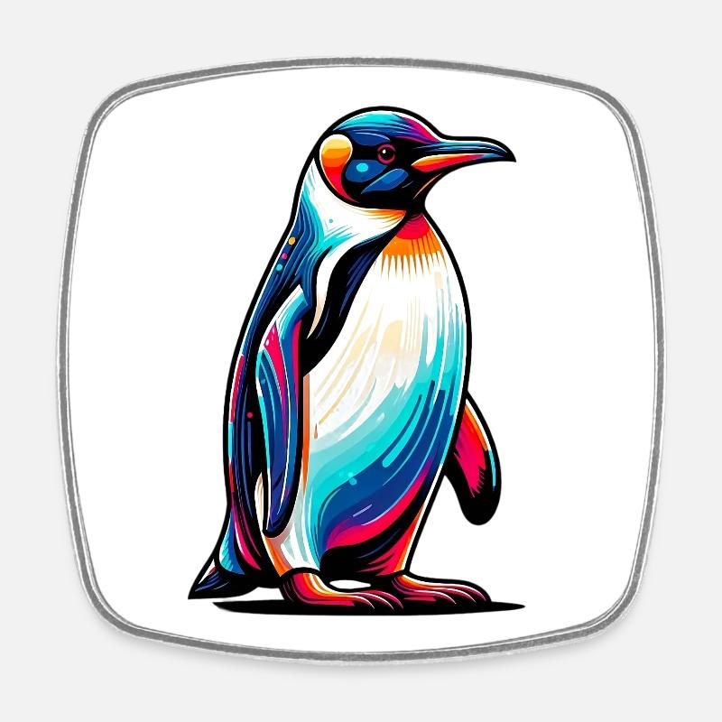 Pinguin - Viereckiger Kühlschrankmagnet - Weiß