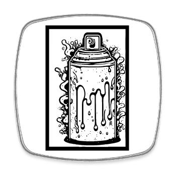 Comic spray can with drops in frame - Square fridge magnet - white - Front