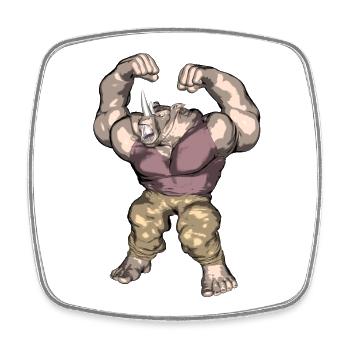Un rhinocéros anthropomorphe - Magnet carré - blanc - Devant