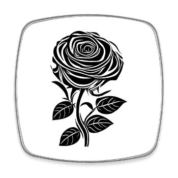 Romantische Rose in schwarz - Viereckiger Kühlschrankmagnet - Weiß - Vorne