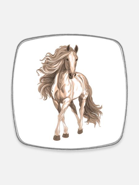 Motif cheval - Magnet carré - blanc