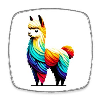 Alpaca - Square fridge magnet - white - Front