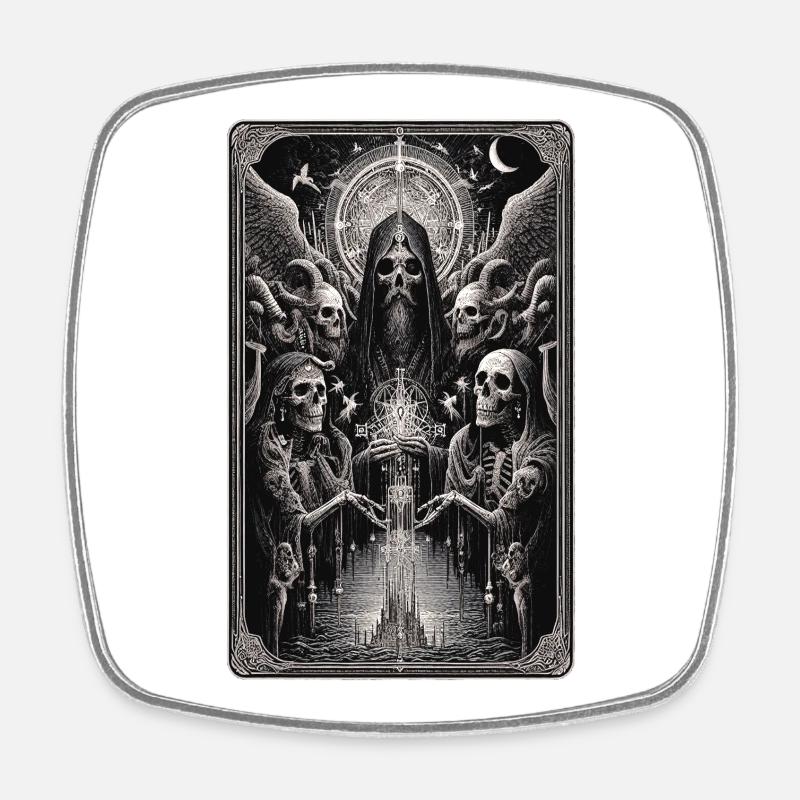 The Reaper and the Skeletons: Gothic Mysticism - Square fridge magnet - white