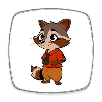 Adventurous Raccoon in Business Attire - Square fridge magnet - white - Front