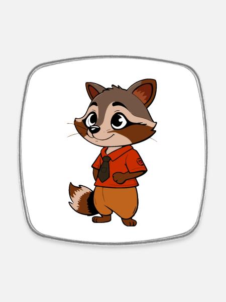 Adventurous Raccoon in Business Attire - Square fridge magnet - white