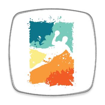 vintage handball colors retro handball player icon - Square fridge magnet - white - Front