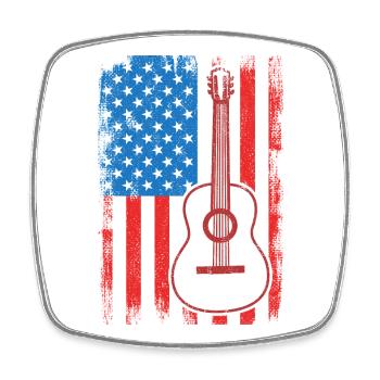 US Flagge Gitarrist - Viereckiger Kühlschrankmagnet - Weiß - Vorne