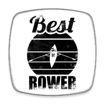Best Rower - Square fridge magnet - white - Front