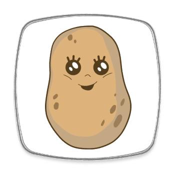 Potato Vegetables Kawai Potatoes Dish - Square fridge magnet - white - Front