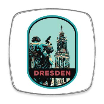 Illustration: Hofkirche Cathedral, Dresden - Square fridge magnet - white - Front