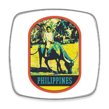 Kind und Büffel von den Reisfeldern auf den Philippinen - Viereckiger Kühlschrankmagnet - Weiß - Vorne