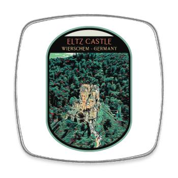 Illustration Eltz Castle, Moselle Valley - Square fridge magnet - white - Front