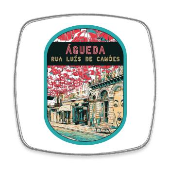 Luis de Camoes Artistic Street, Águeda - Square fridge magnet - white - Front