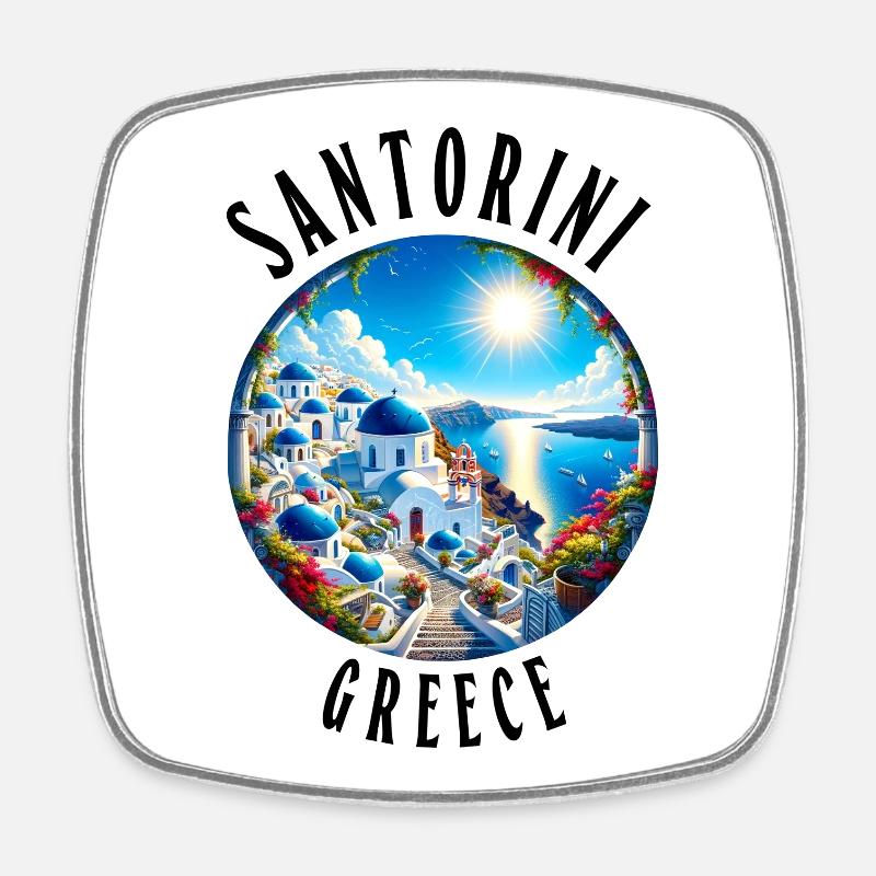 Vacances à Santorin en Grèce sur l'île grecque - Magnet carré - blanc