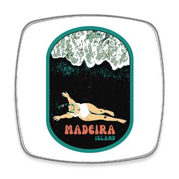 Illustration Badestrand mit schwarzem Sand, Madeira - Viereckiger Kühlschrankmagnet - Weiß - Vorne