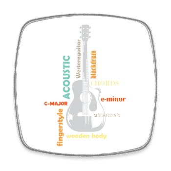 retro guitar vintage musician guitar love icon - Square fridge magnet - white - Front