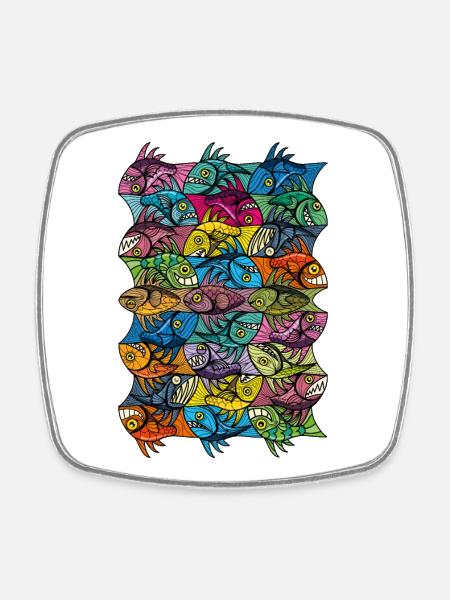 Tessellation de poisson Ambigram Escher Style XXIV - Magnet carré - blanc